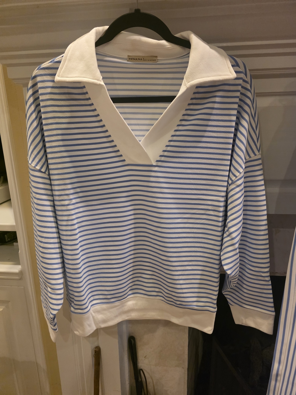 Zenana Outfitters Blue & White Striped Wide Leg Pants Set - Picture 2 of 5